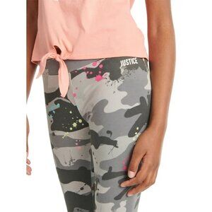 EUC Justice Girls Camo Leggings with Splatter Print Motif Sz XL (16/18)